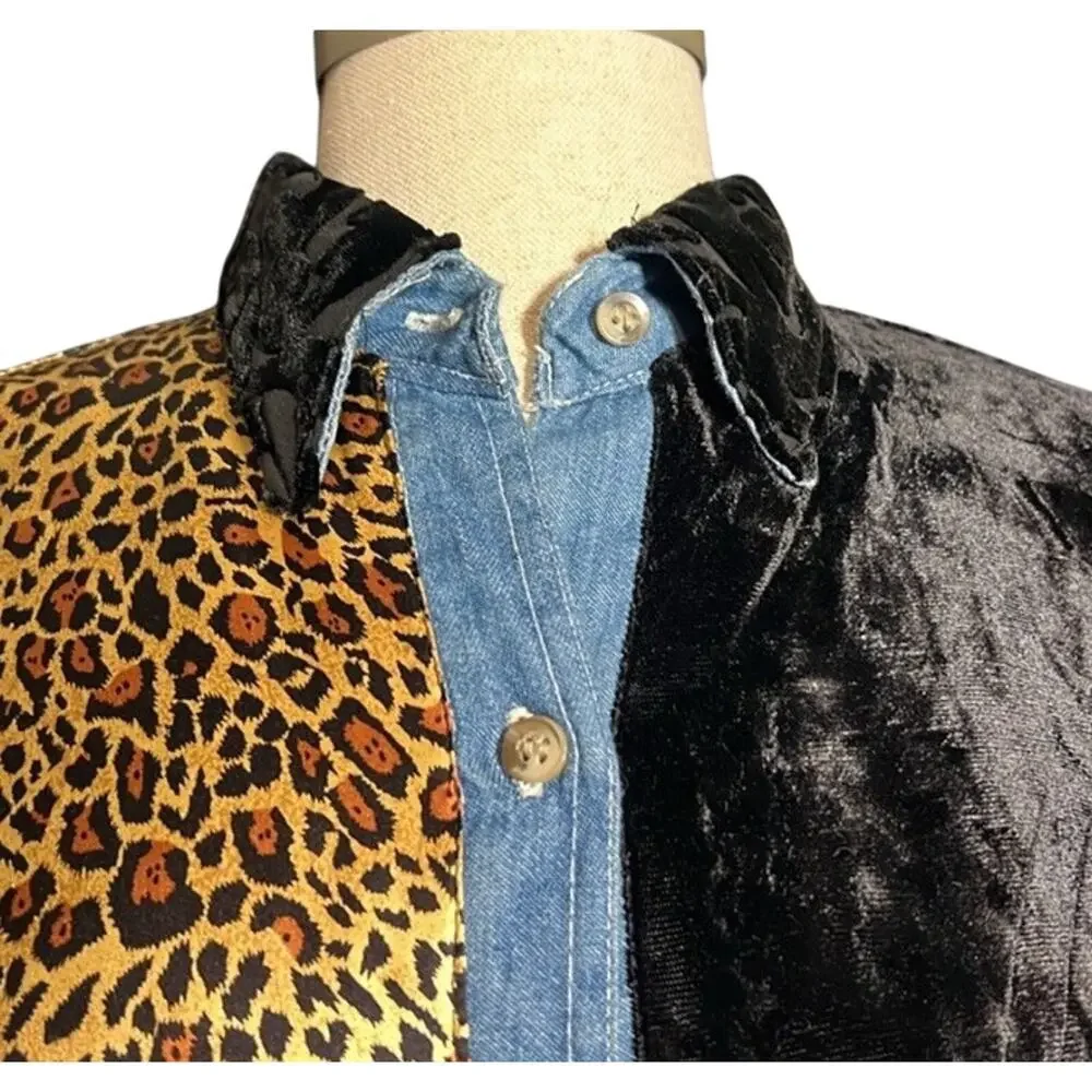 Taylor G. Size Womens Medium‎ Jean Silky Style Animal Print Black Velvet mobwife